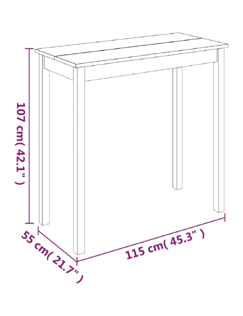 imagem de vidaXL Mesa de bar em MDF preto 115x55x107 cm7