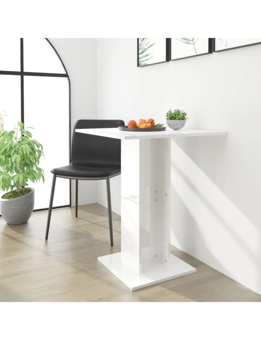 imagem de vidaXL Mesa bistrô 60x60x75 cm contraplacado branco brilhante2