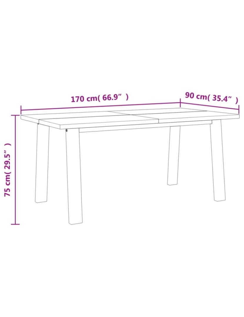 imagem de vidaXL Mesa de jantar em madeira de acácia maciça 170x90 cm7