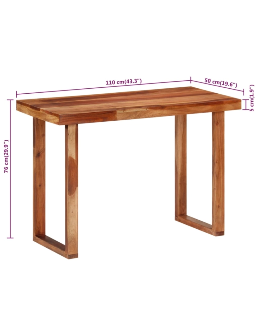 imagem de vidaXL Mesa de jantar 110x50x76 cm madeira de acácia maciça8