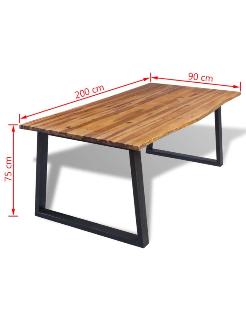 imagem de vidaXL Mesa de jantar 200x90 cm madeira de acácia maciça8