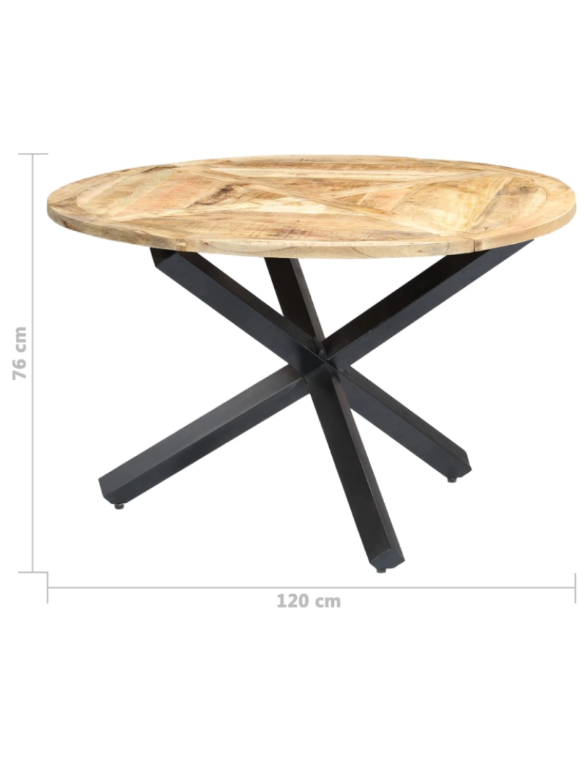 imagem de vidaXL Mesa de jantar redonda 120x76 cm madeira de mangueira maciça11