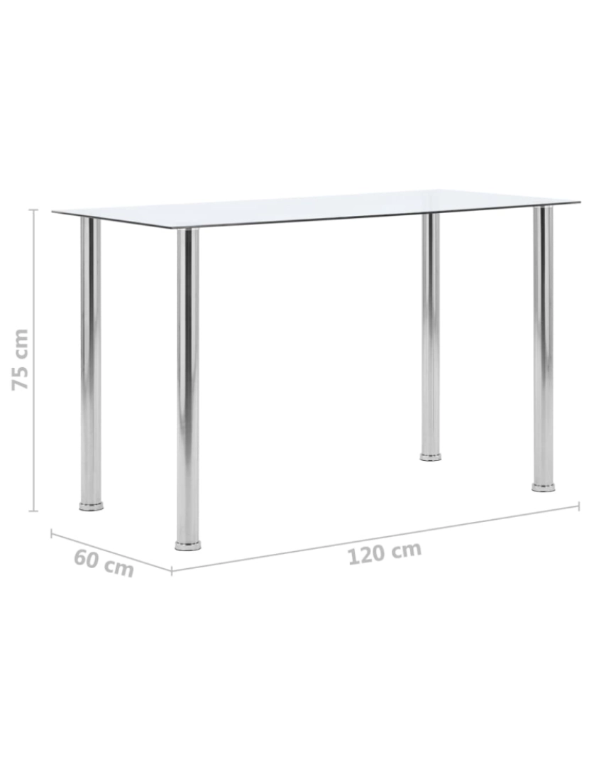 imagem de vidaXL Mesa de jantar 120x60x75 cm vidro temperado transparente6