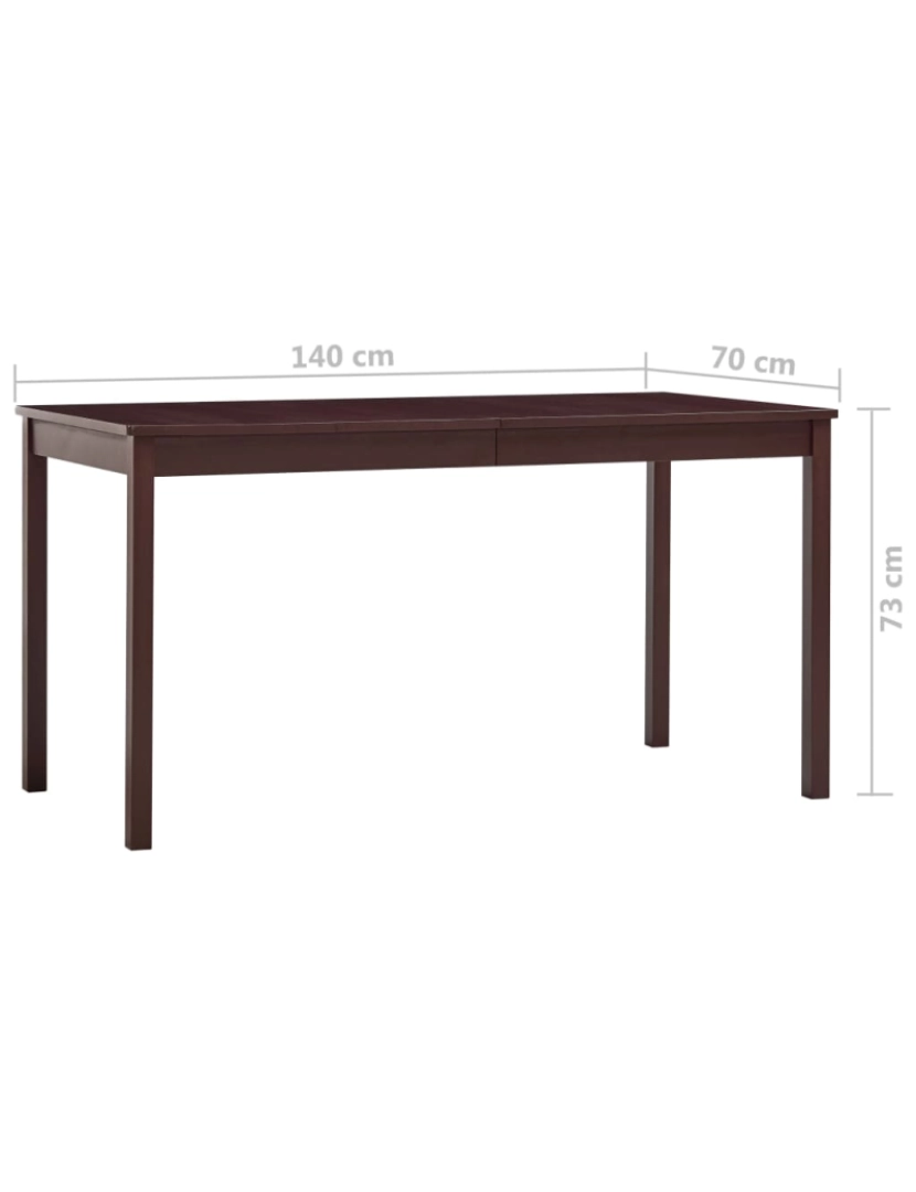 imagem de vidaXL Mesa de jantar 140x70x73 cm madeira de pinho castanho-escuro7