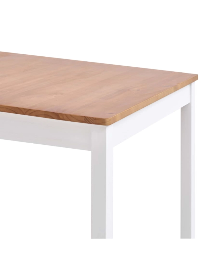 imagem de vidaXL Mesa de jantar 180x90x73 cm madeira de pinho branco e castanho5
