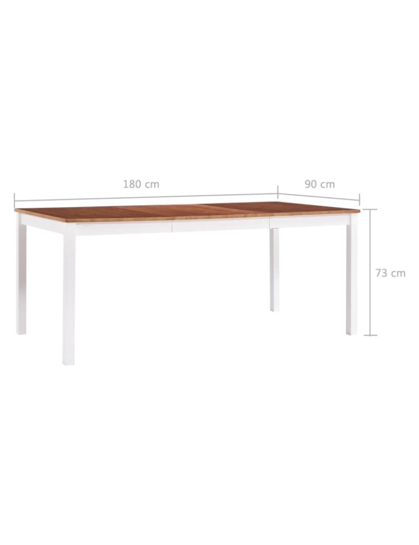 imagem de vidaXL Mesa de jantar 180x90x73 cm madeira de pinho branco e castanho7