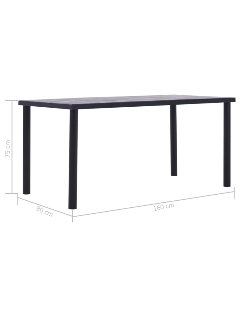 imagem de vidaXL Mesa de jantar 160x80x75 cm MDF preto e cinzento cimento6