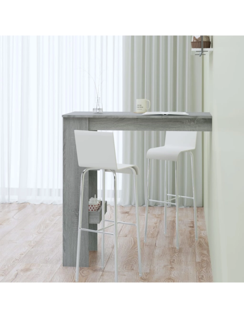 imagem de vidaXL Mesa bar parede 102x45x103,5cm derivados madeira cinza sonoma7