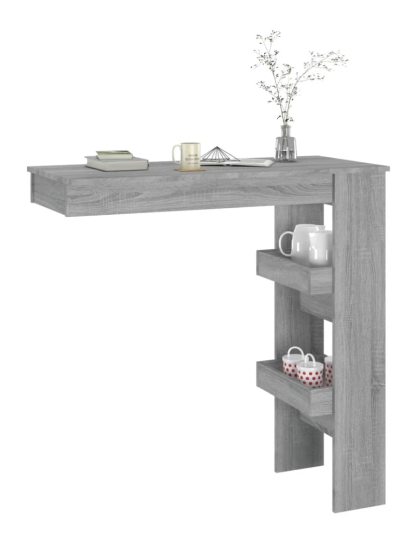 imagem de vidaXL Mesa bar parede 102x45x103,5cm derivados madeira cinza sonoma8