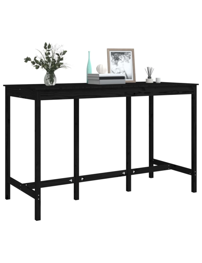 imagem de vidaXL Mesa de bar 180x80x110 cm pinho maciço preto7