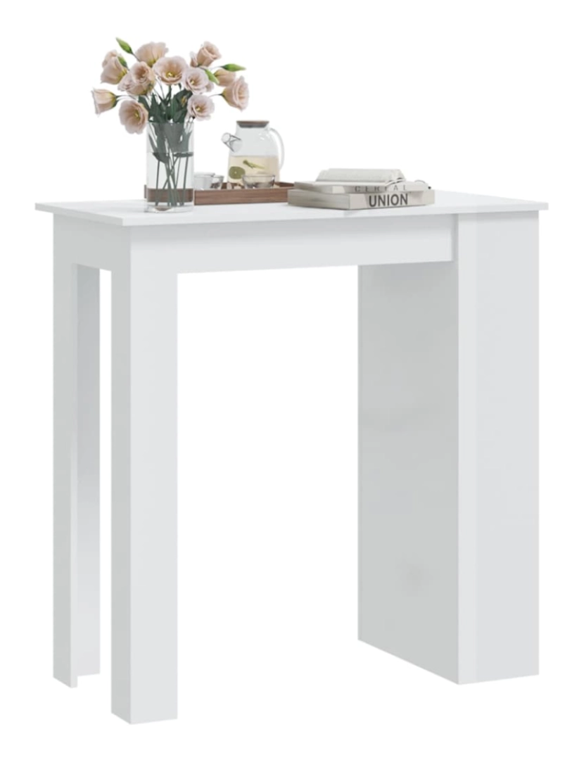 imagem de vidaXL Mesa de bar c/ prateleiras 102x50x103,5 cm branco brilhante5