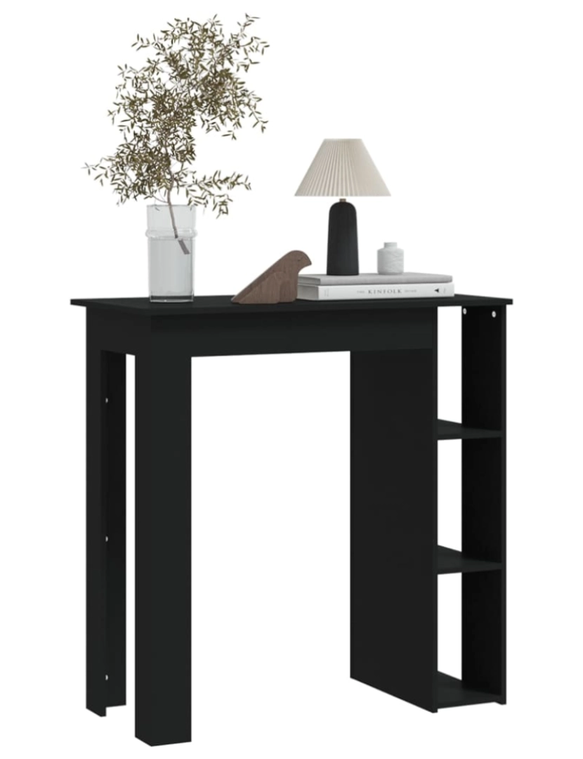 imagem de vidaXL Mesa de bar com prateleiras contraplacado 102x50x103,5 cm preto6