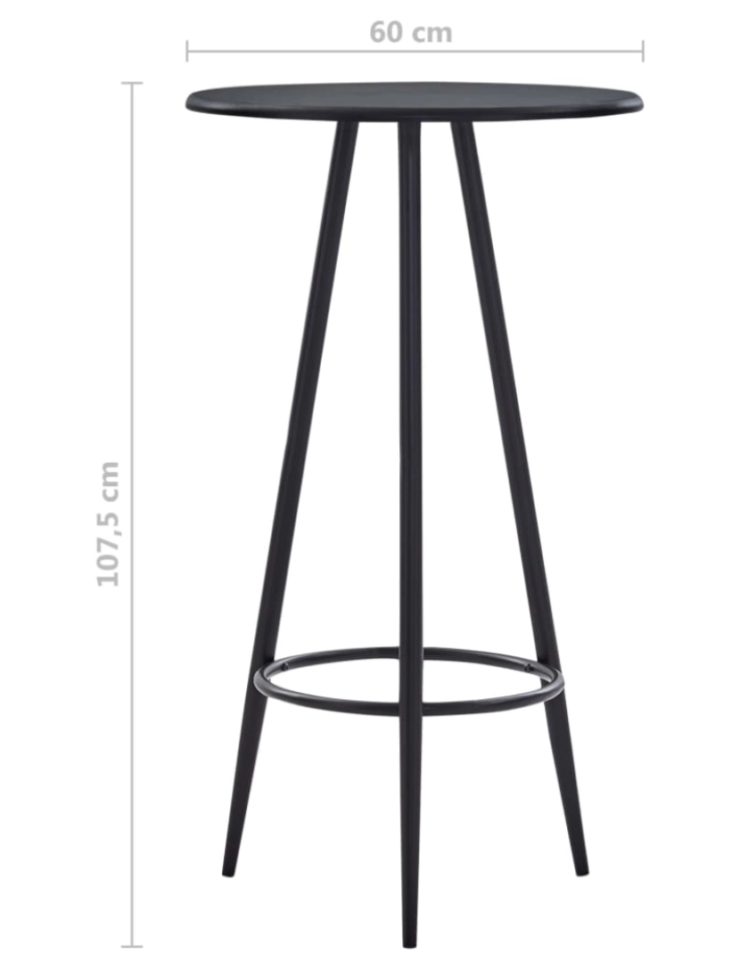 imagem de vidaXL Mesa de bar 60x107,5 cm MDF preto5