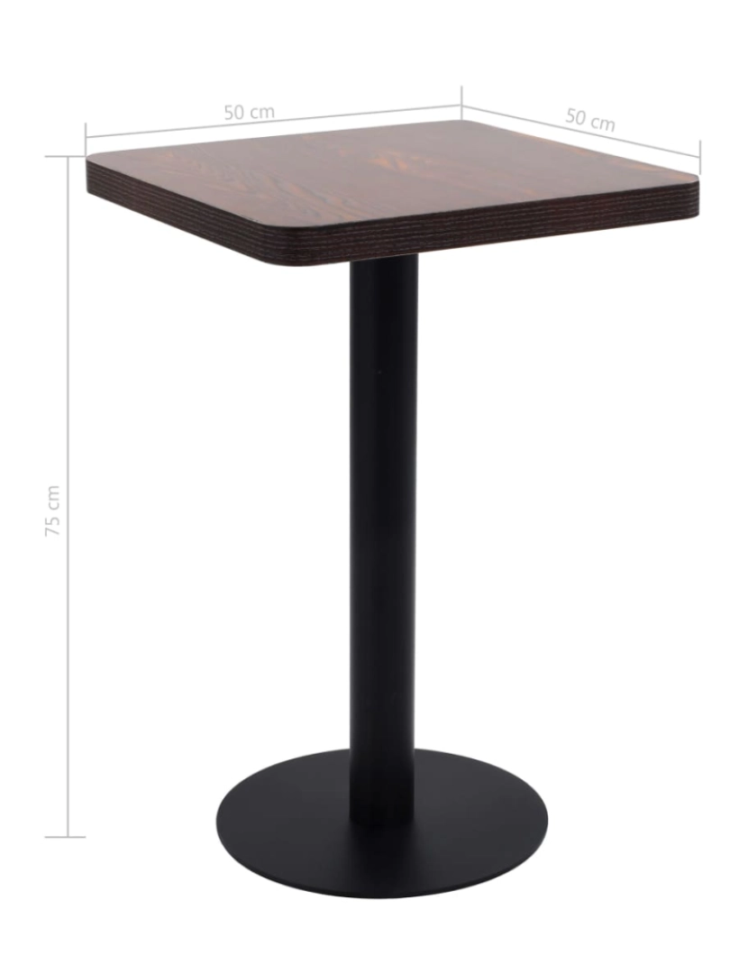 imagem de vidaXL Mesa bistrô 50x50 cm MDF castanho-escuro7