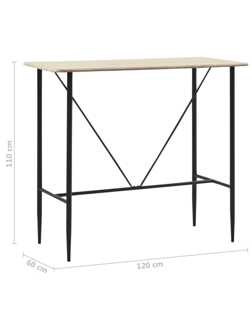 imagem de vidaXL Mesa de bar 120x60x110 cm MDF cor carvalho7