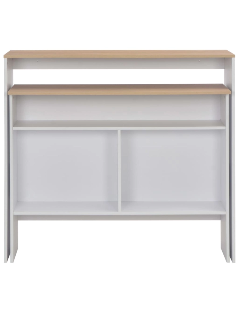 imagem de vidaXL Mesa de bar com 2 tampos 130x40x120 cm branco e carvalho5