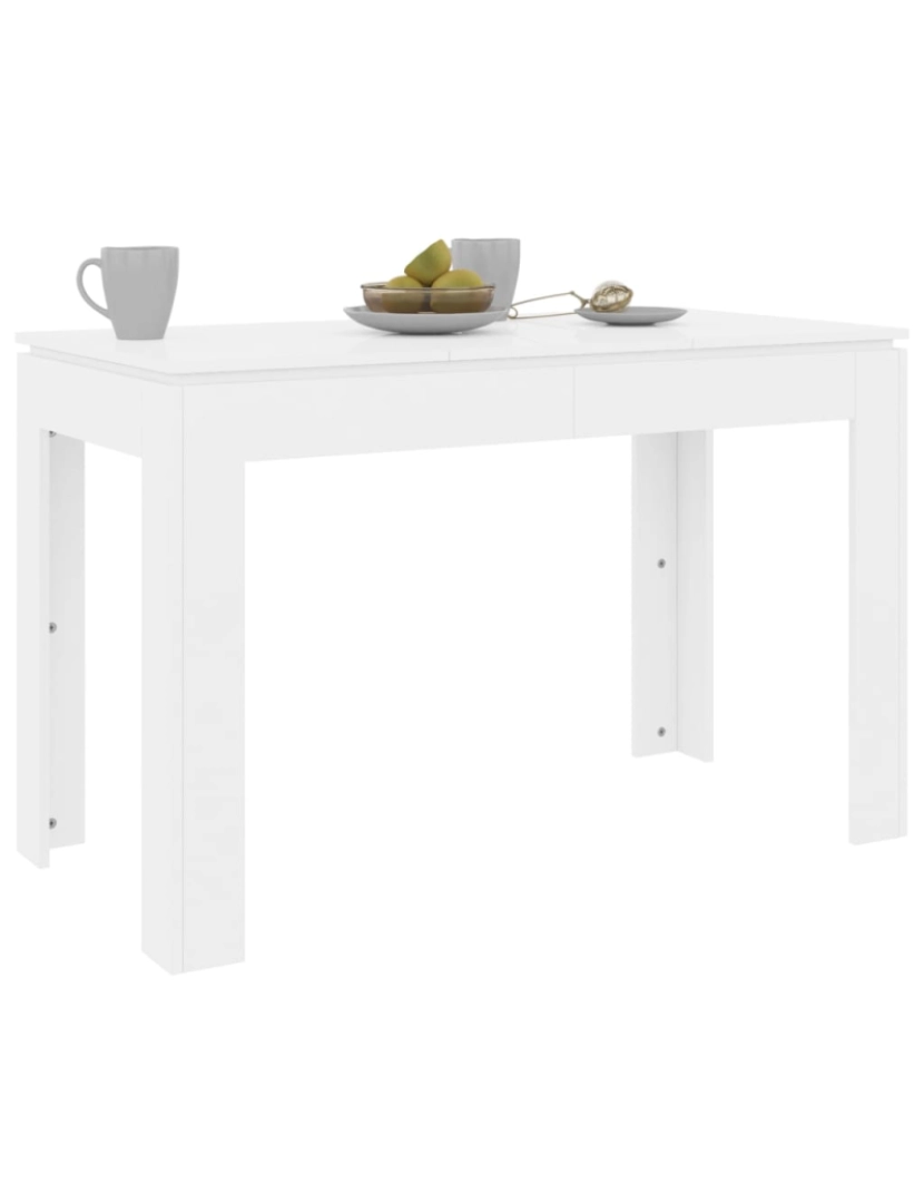 imagem de vidaXL Mesa de jantar 120x60x76 cm contraplacado branco brilhante4