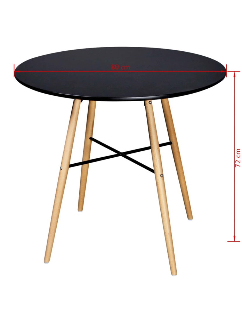 imagem de vidaXL Mesa de jantar redonda MDF preto4