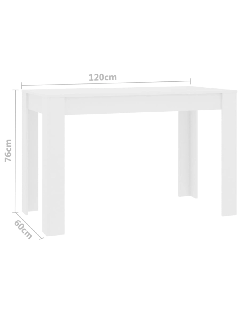 imagem de vidaXL Mesa de jantar 120x60x76 cm contraplacado branco7
