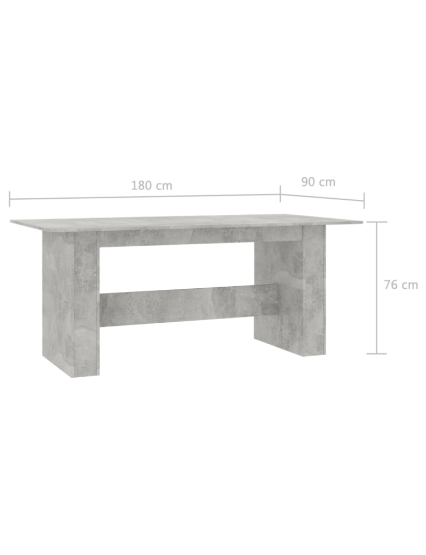 imagem de vidaXL Mesa de jantar 180x90x76 cm contraplacado cinzento cimento8