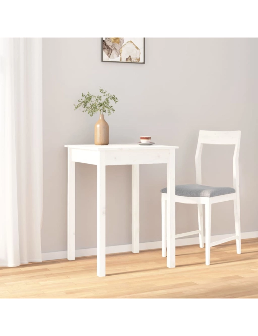 imagem de vidaXL Mesa de jantar 55x55x75 cm madeira de pinho maciça branco6