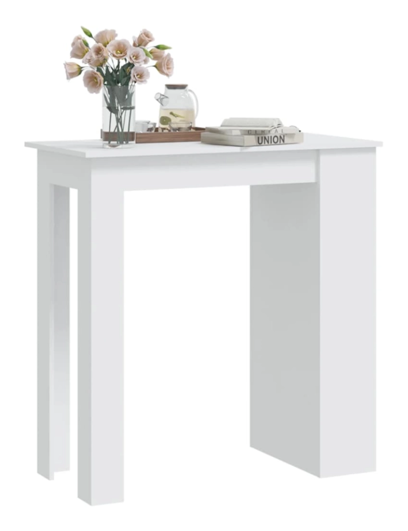 imagem de vidaXL Mesa de bar com prateleira aglomerado 102x50x103,5cm branco5