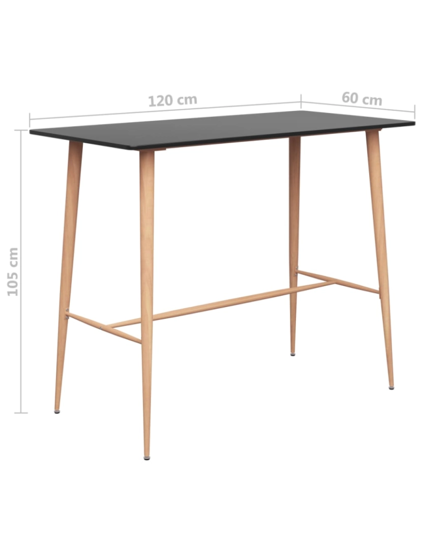 imagem de vidaXL Mesa de bar 120x60x105 cm preto6