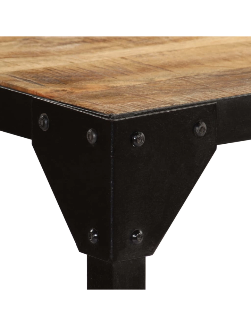 imagem de vidaXL Mesa jantar madeira de mangueira maciça áspera + aço 120 cm8