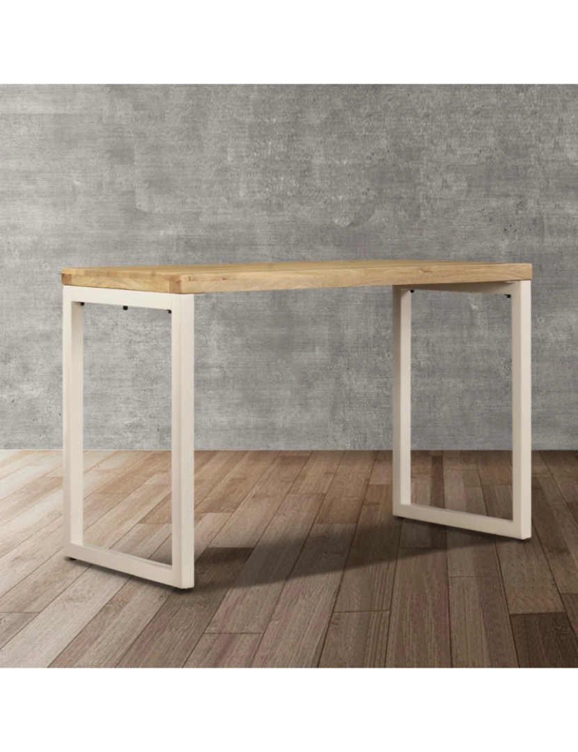 imagem de vidaXL Mesa de jantar 115x55x76 cm madeira de mangueira maciça e aço6