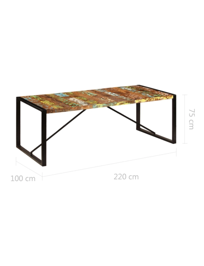 imagem de vidaXL Mesa de jantar madeira recuperada maciça 220x100x75 cm7