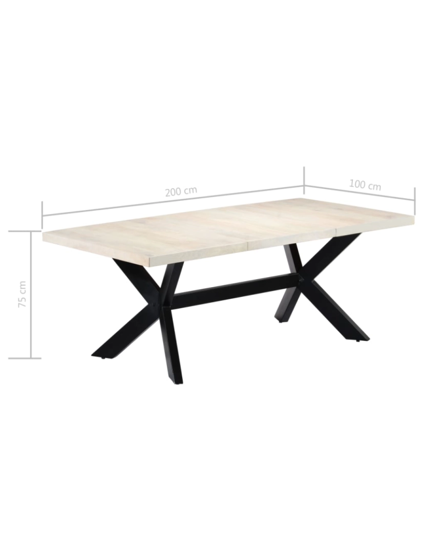 imagem de vidaXL Mesa de jantar 200x100x75 cm madeira de mangueira maciça branco8