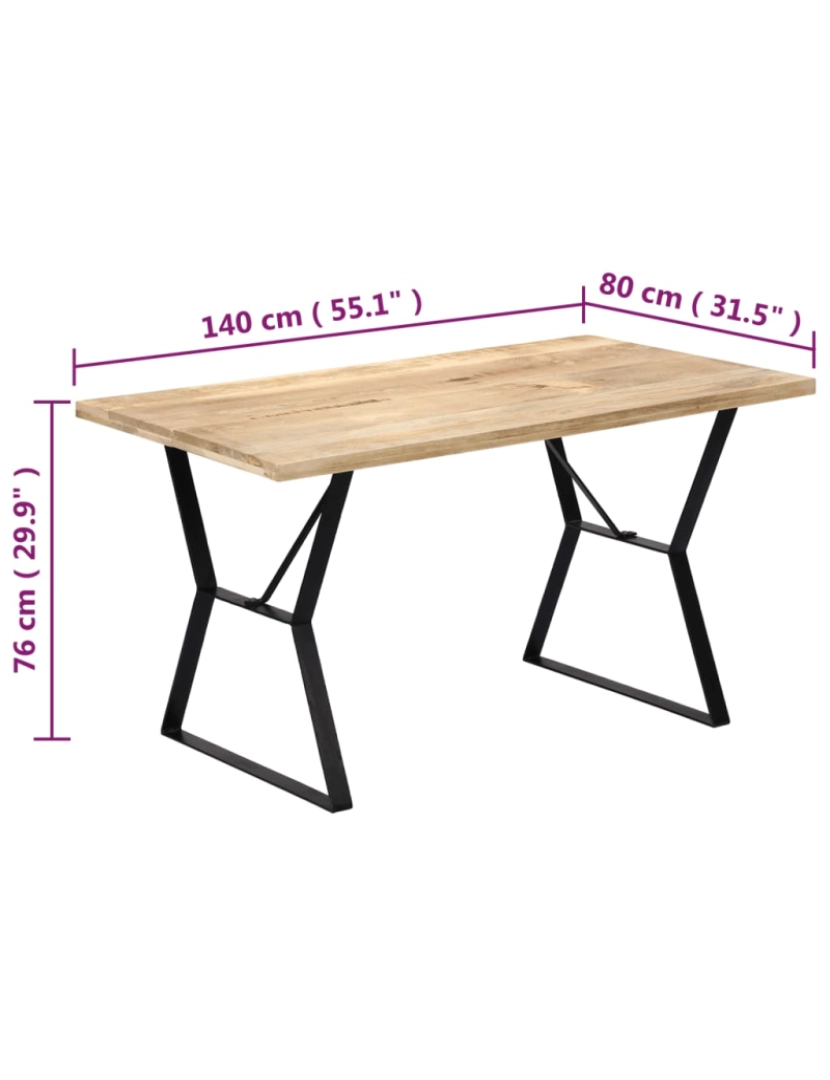 imagem de vidaXL Mesa de jantar madeira de mangueira maciça 140x80x76 cm7