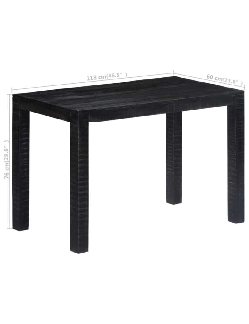 imagem de vidaXL Mesa de jantar 118x60x76 cm madeira de mangueira maciça preto10