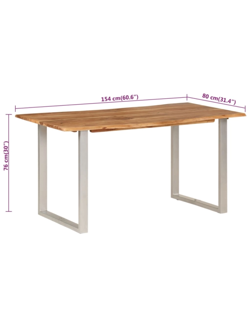 imagem de vidaXL Mesa de jantar 154x80x76 cm madeira de acácia maciça9