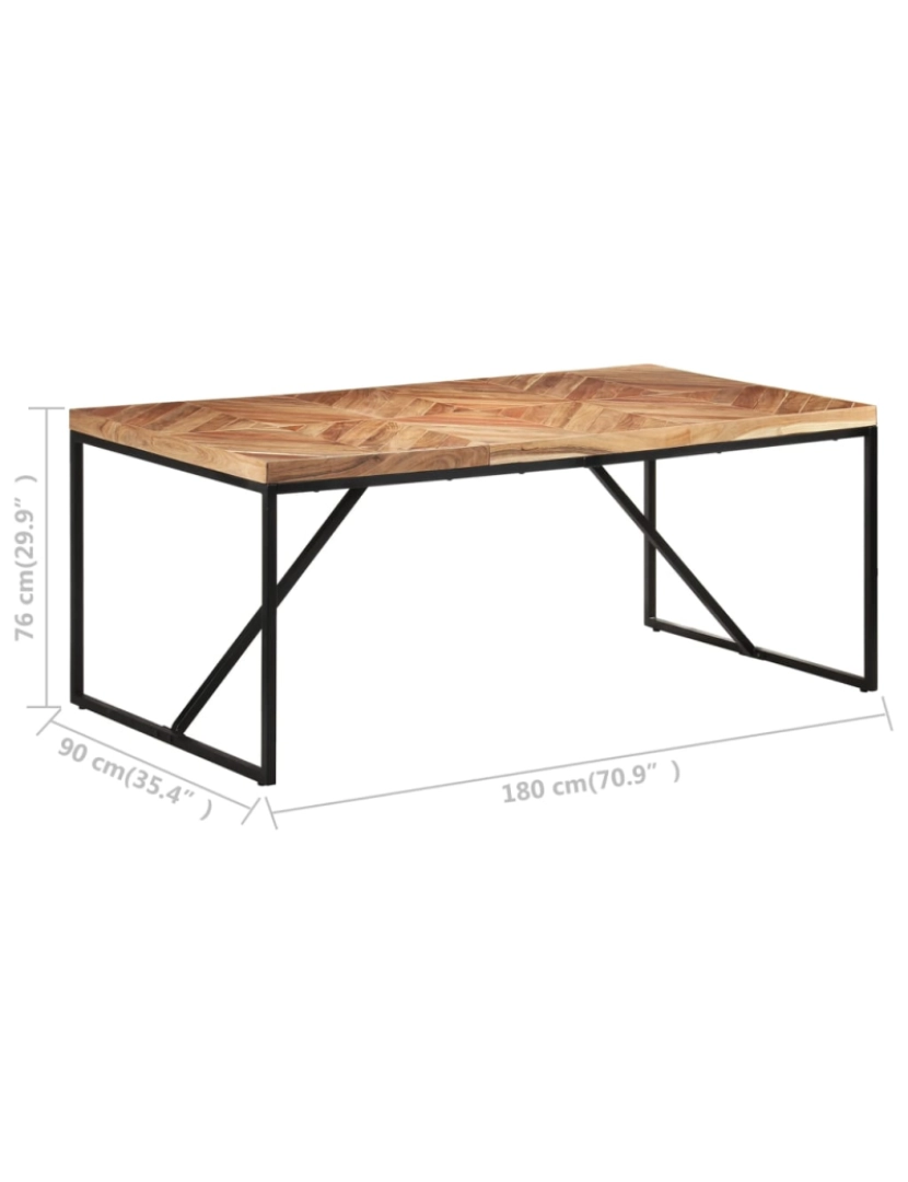 imagem de vidaXL Mesa de jantar 180x90x76 cm madeira acácia maciça e mangueira8