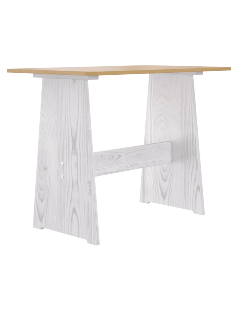 imagem de vidaXL Mesa de jantar com banco pinho maciço castanho mel/branco6