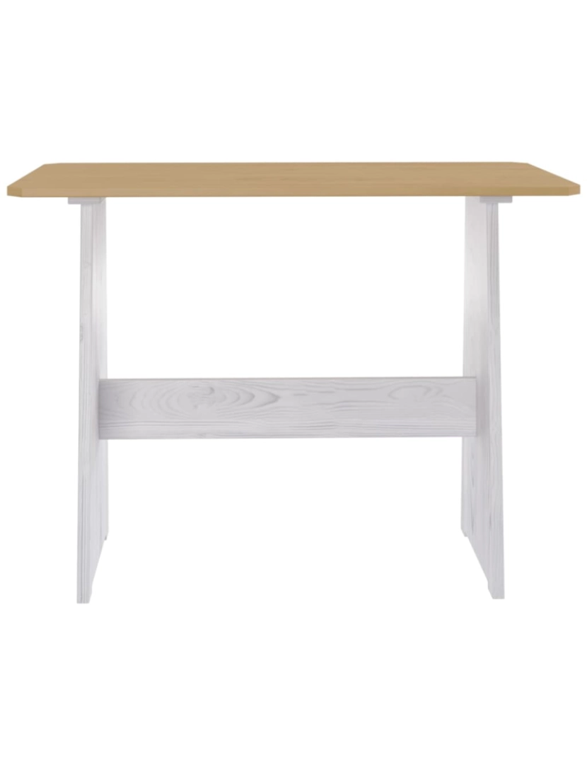 imagem de vidaXL Mesa de jantar com banco pinho maciço castanho mel/branco7