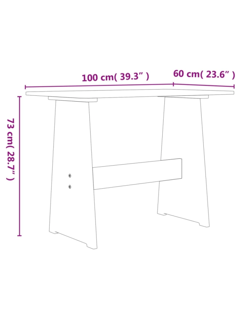 imagem de vidaXL Mesa de jantar com banco pinho maciço castanho mel/branco9