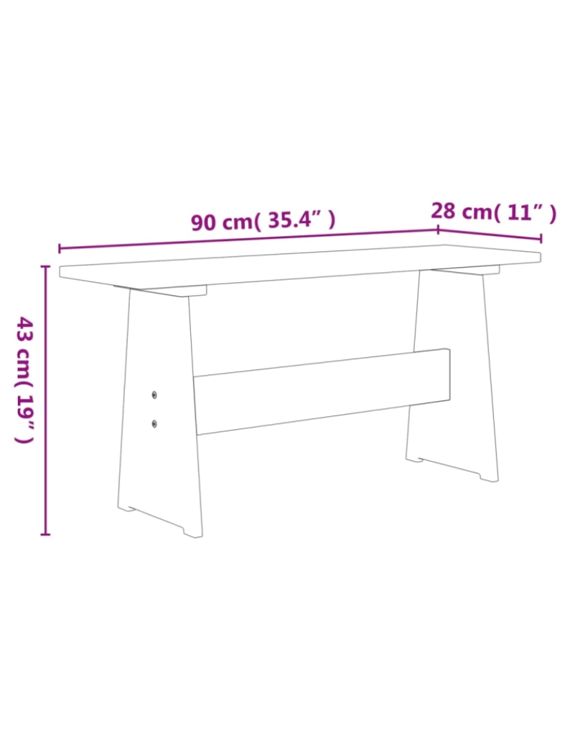 imagem de vidaXL Mesa de jantar com banco pinho maciço branco9
