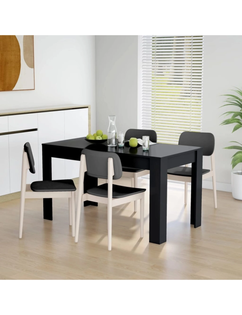 imagem de vidaXL Mesa de jantar 140x74,5x76 cm contraplacado preto2