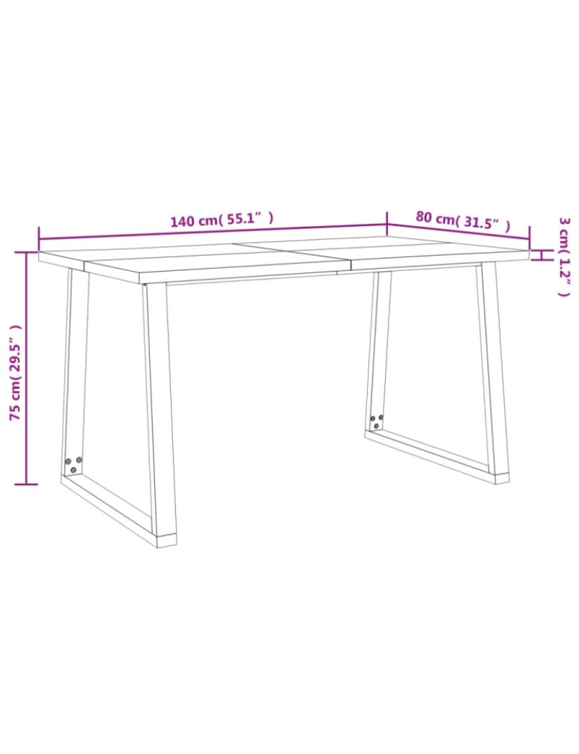 imagem de vidaXL Mesa de jantar c/ bordas vivas 140x80x75 cm acácia maciça10