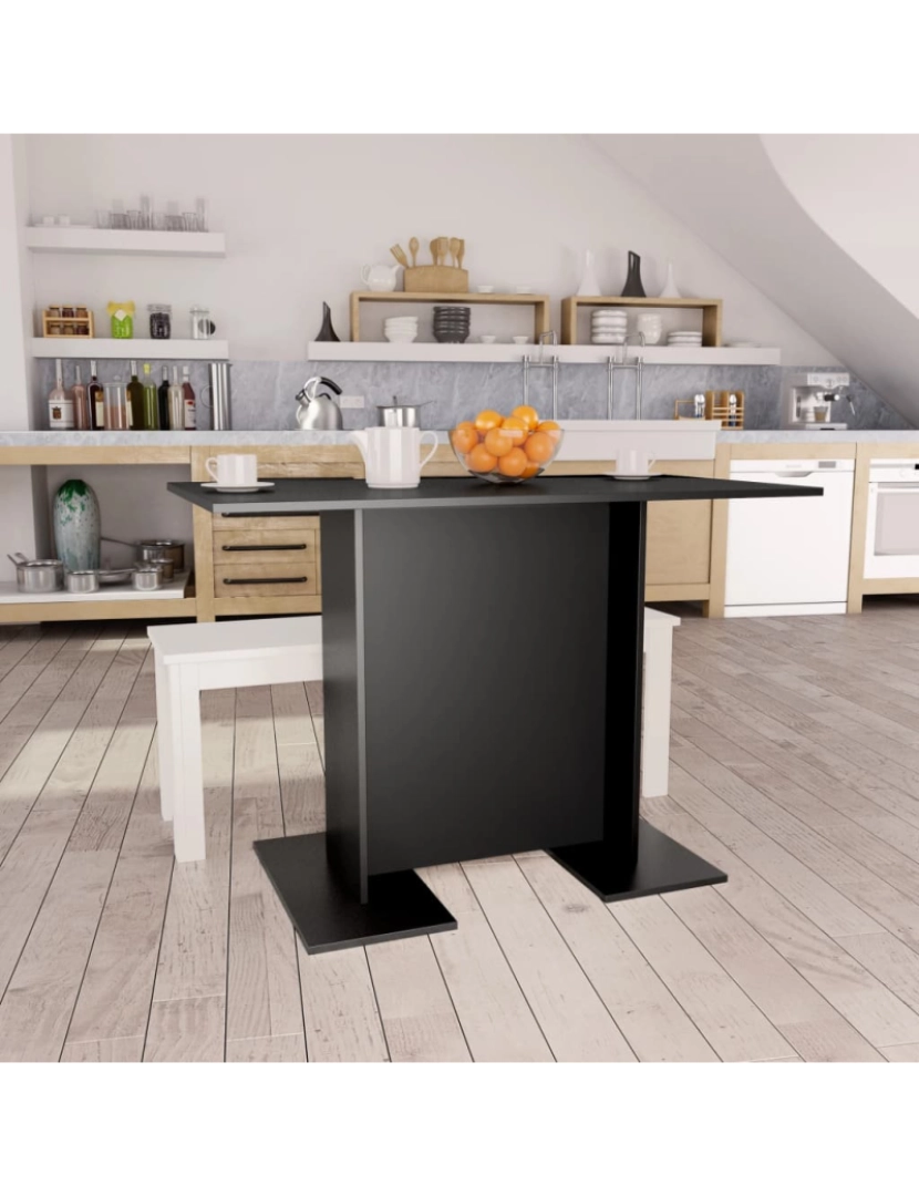 imagem de vidaXL Mesa de jantar 110x60x75 cm contraplacado preto2