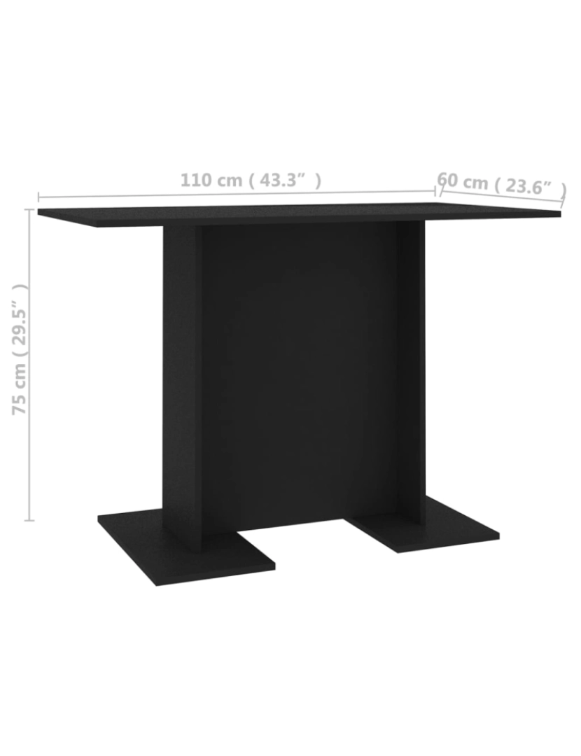 imagem de vidaXL Mesa de jantar 110x60x75 cm contraplacado preto7