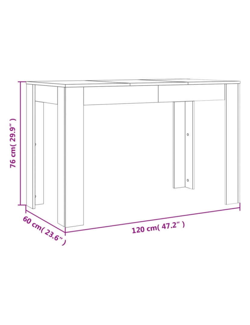 imagem de vidaXL Mesa jantar 120x60x76 cm derivados de madeira carvalho castanho8