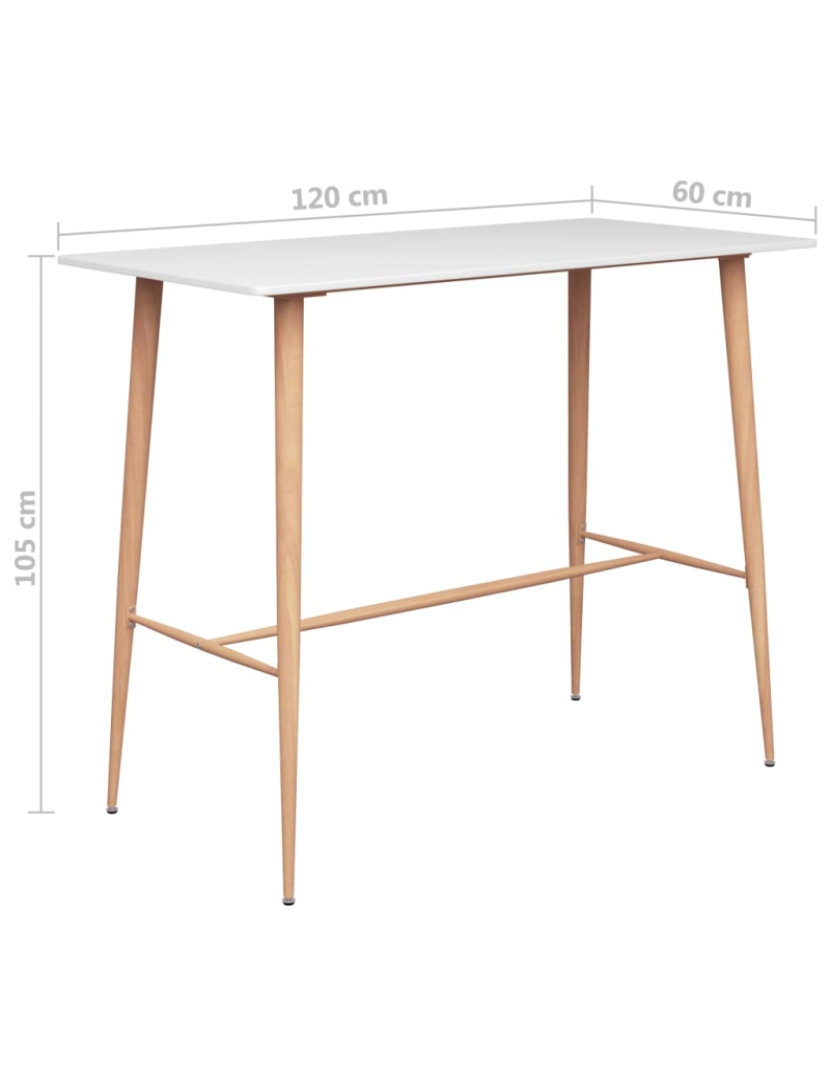 imagem de vidaXL Mesa de bar 120x60x105 cm branco6