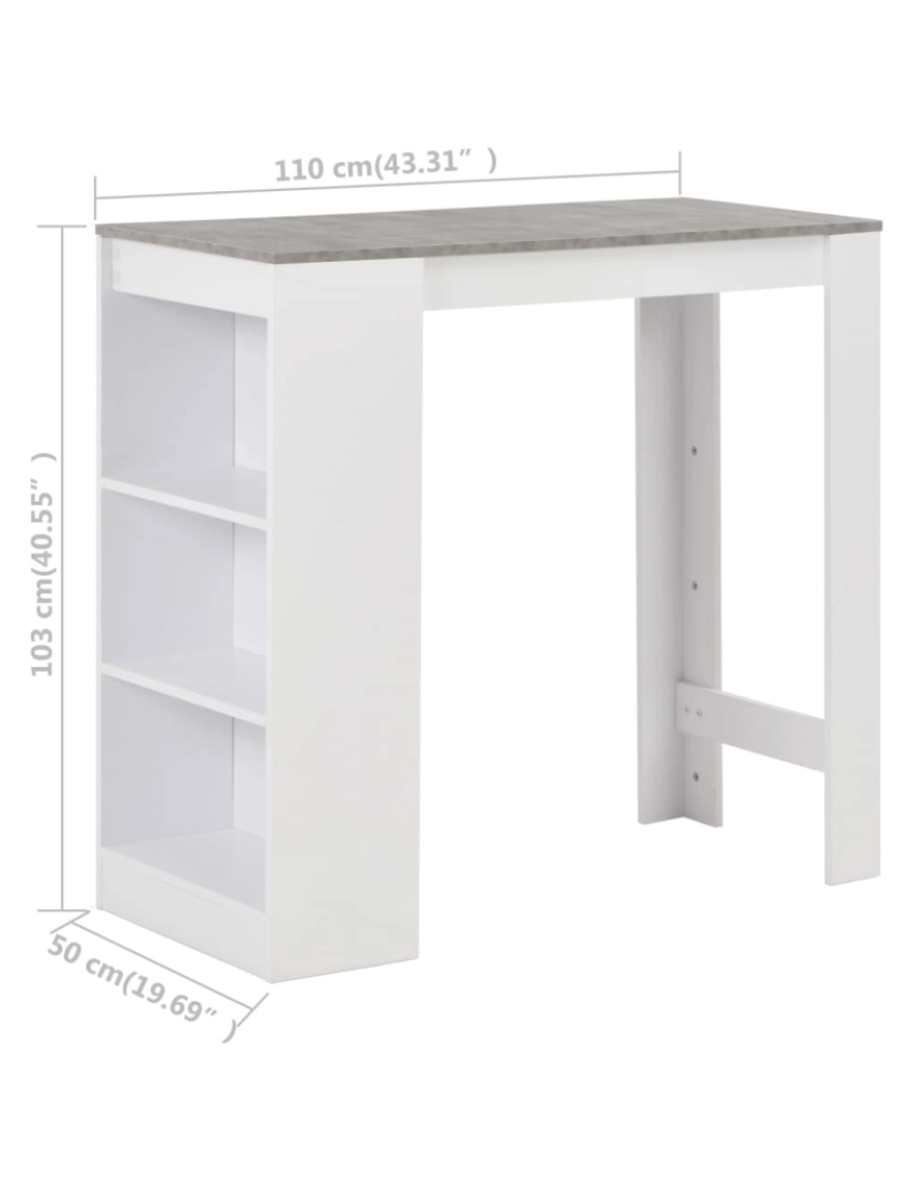 imagem de vidaXL Mesa de bar com prateleira branco 110x50x103 cm7