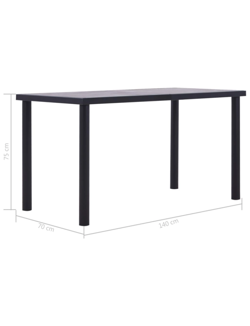 imagem de vidaXL Mesa de jantar 140x70x75 cm MDF preto e cinzento cimento6