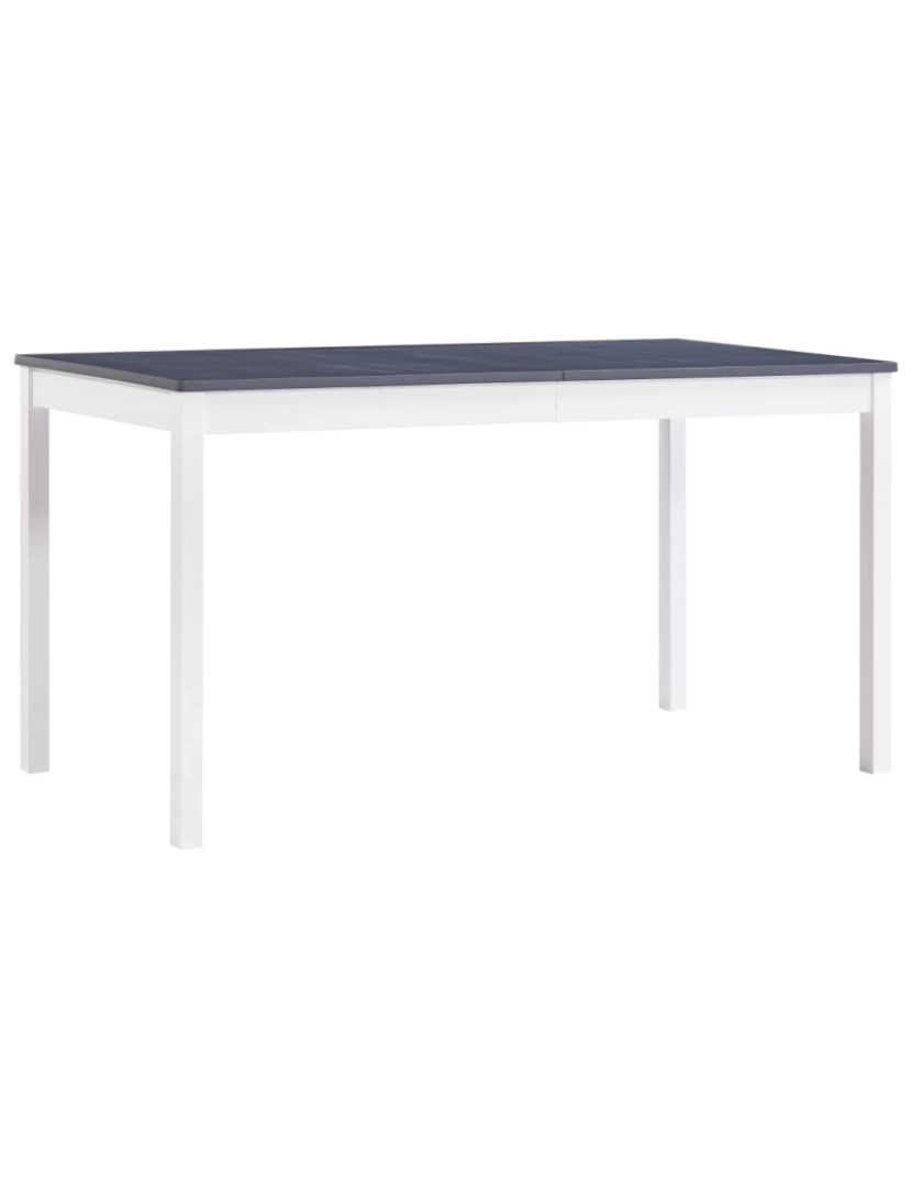 imagem de vidaXL Mesa de jantar 140x70x73 cm madeira de pinho branco e cinzento1