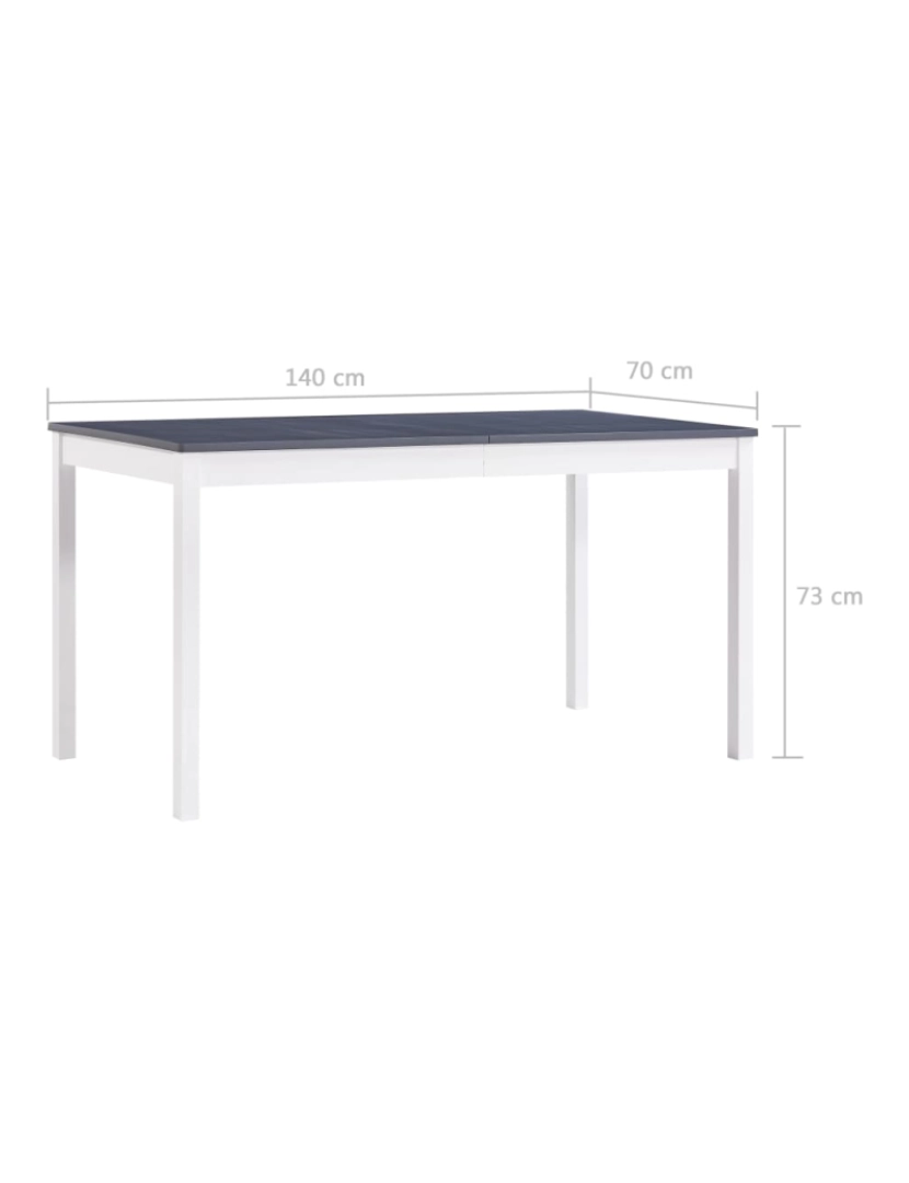 imagem de vidaXL Mesa de jantar 140x70x73 cm madeira de pinho branco e cinzento7