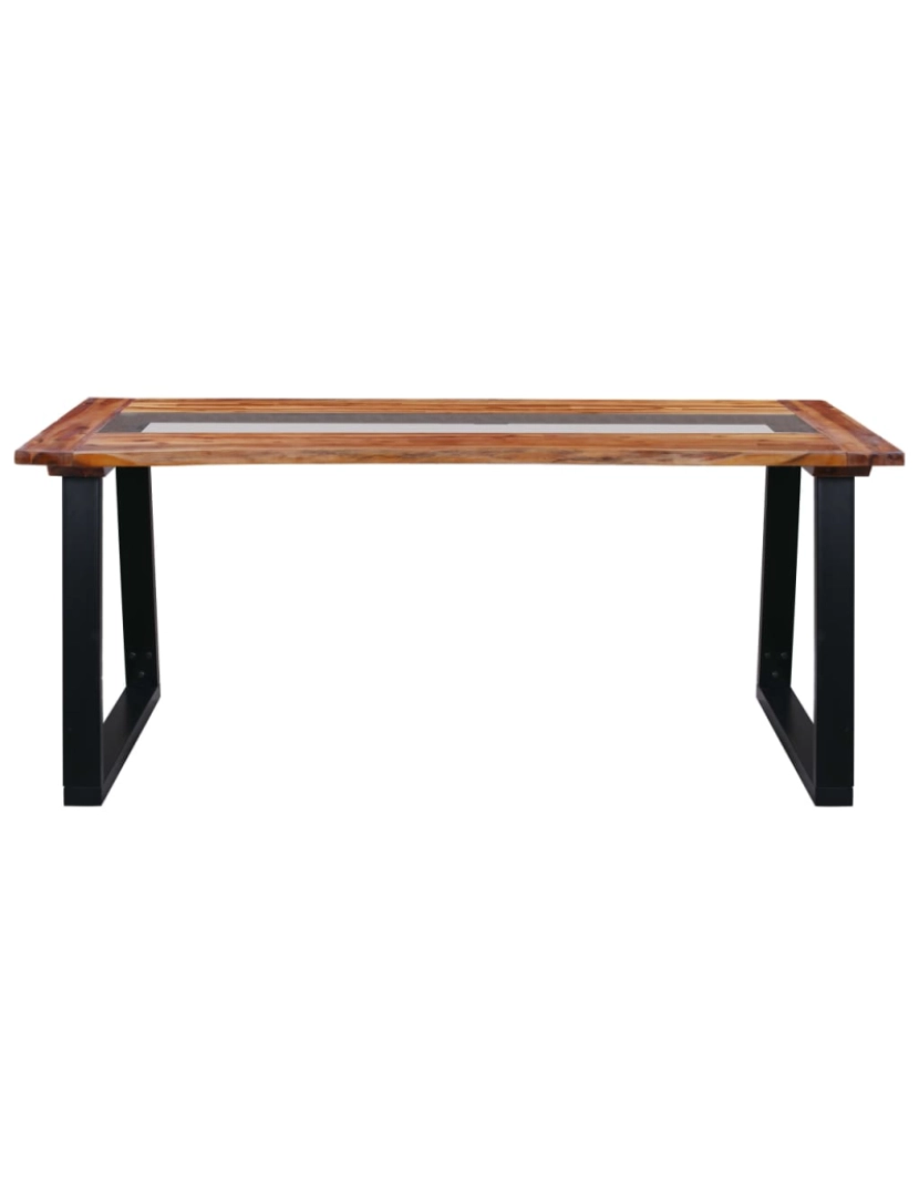 imagem de vidaXL Mesa de jantar 180x90x75 cm madeira de acácia maciça e vidro3